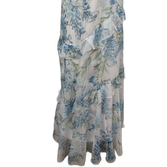 ALEX MARIE Lillian Floral Print Maxi Gown Dress Womens 6 Cap‎ Flutter Sleeve NWT - Picture 5 of 15